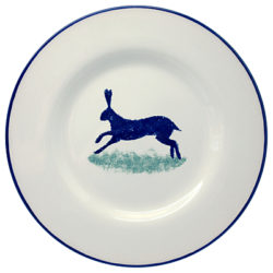 Hinchcliffe & Barber Dorset Delft Hare Side Plate, White/Blue, Dia.21.5cm